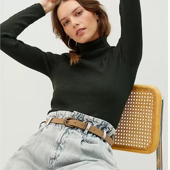 Anthropologie Maeve Dark Forrest Green Turtleneck Long Sleeve Top Size S - Picture 1 of 10